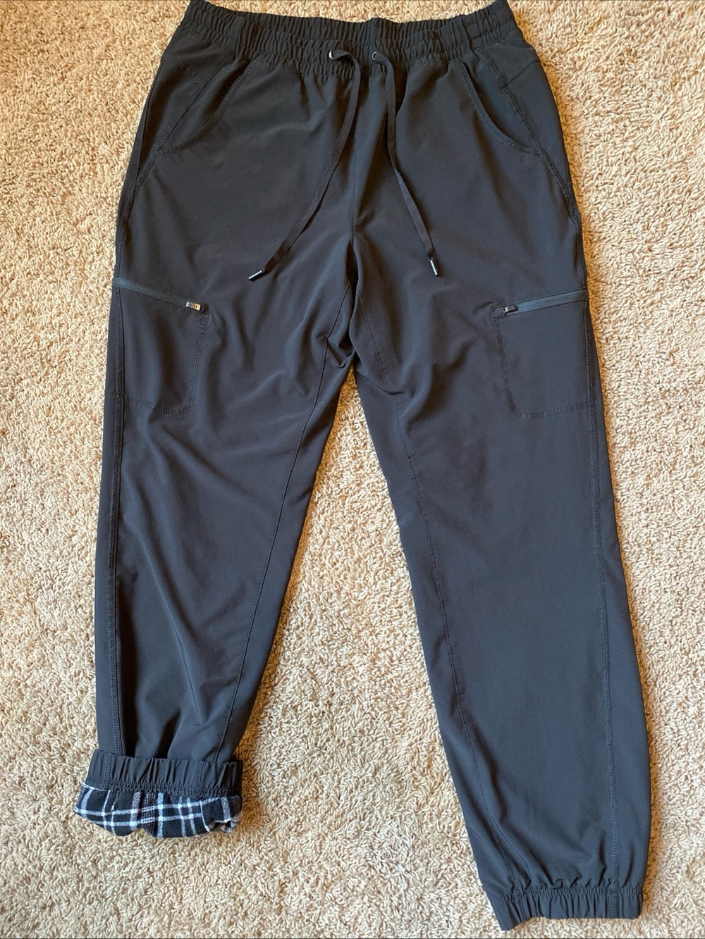Eddie Bauer Fleece Lined Cargo Hiking Pants Women’s 8 Black Joggers Outdoor Gorp
